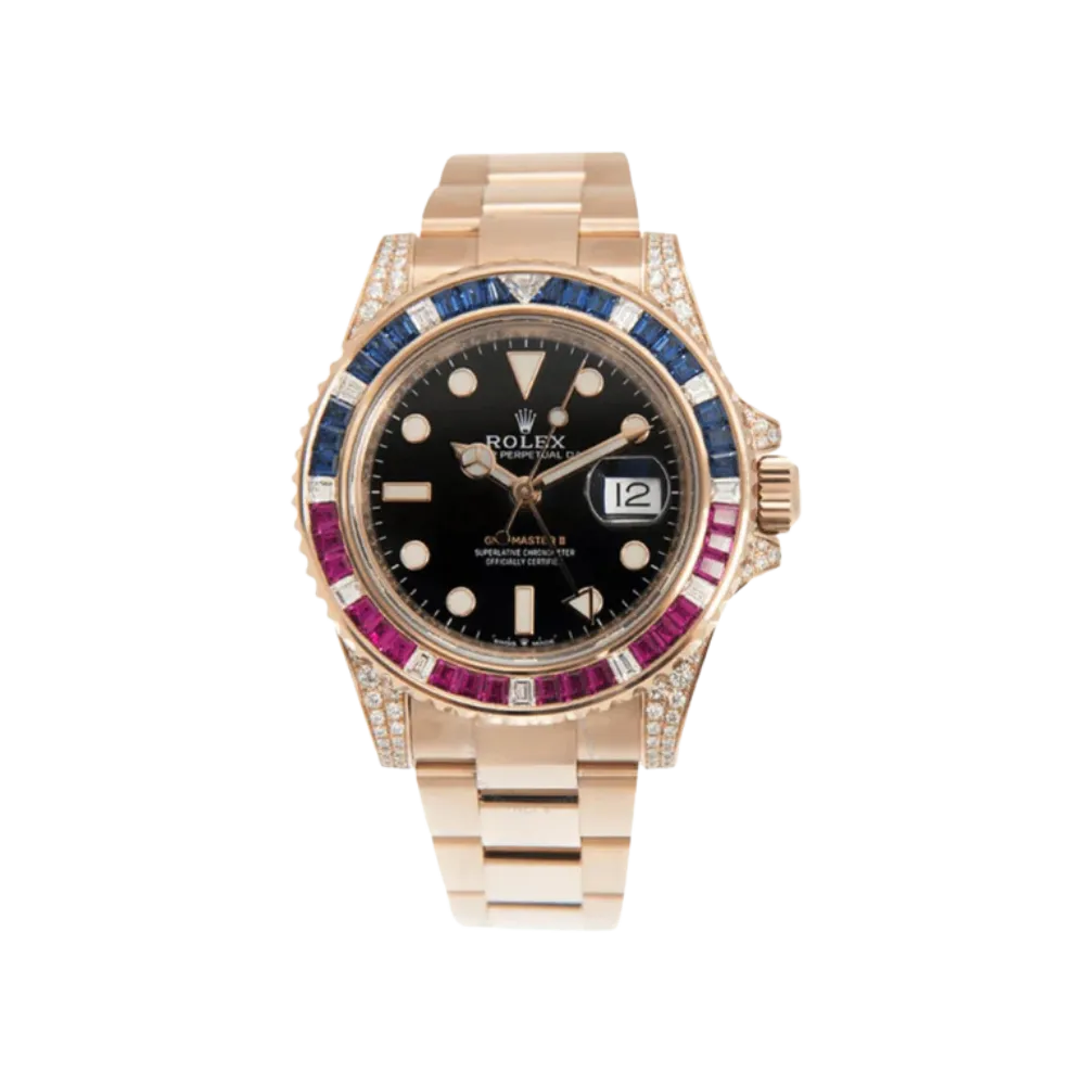 Rolex GMT-Master II 126755SARU 'SARU' Rose Gold Black Dial Diamond Bezel